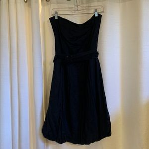 Black strapless linen dress